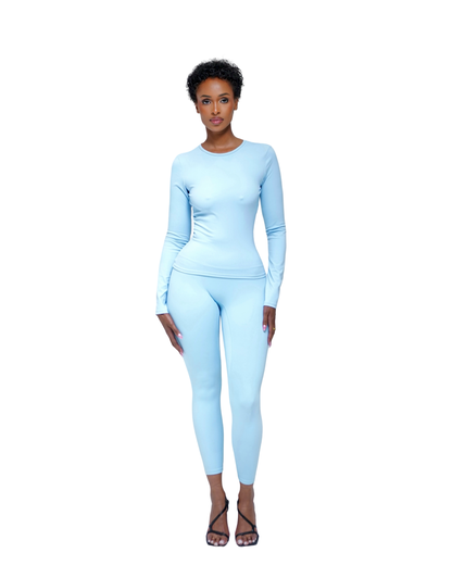 SCULPT Seamless Long Sleeved Legging Set - Sky Blue