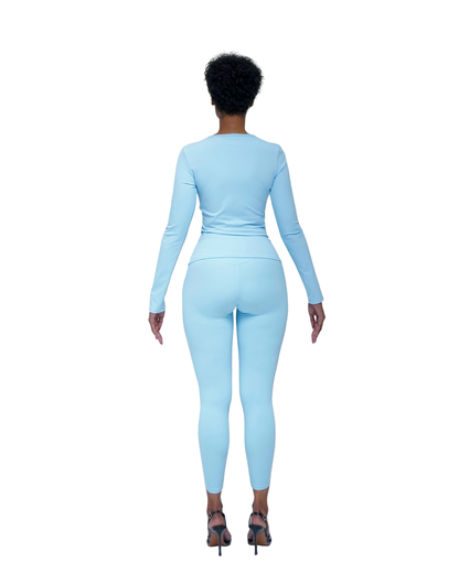 SCULPT Seamless Long Sleeved Legging Set - Sky Blue